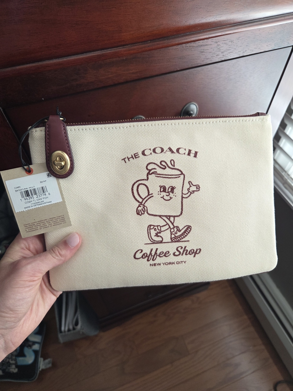 NWT Coach Coffee Shop Canvas Pouch